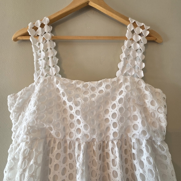 Line & Dot Raneal Dress Loop Laced Eyelet Lace White Back Zipper Size Medium - Picture 8 of 12